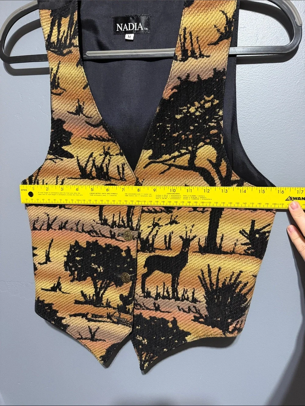 Nadia 90’s Vintage Like New Safari Vest - Black & Yellow Orange